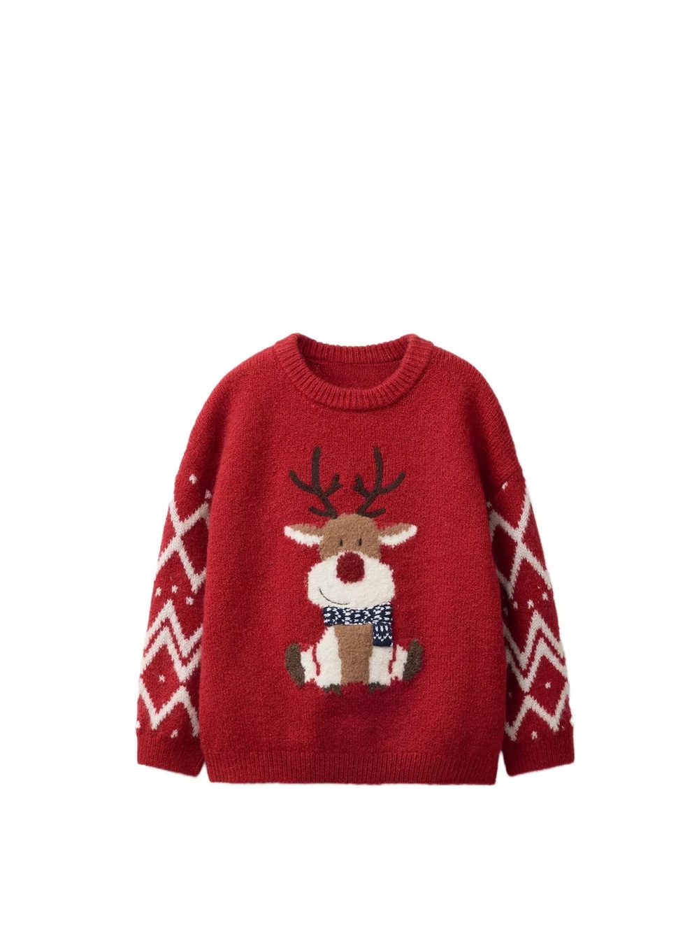 Zara Cozy Red Reindeer Knit Sweater